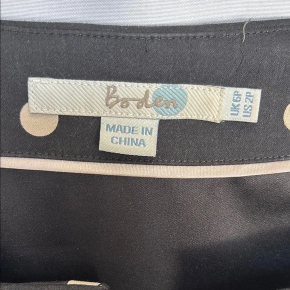 Boden Black Midi Dress with White polka dots business casual size 2 petite - Picture 3 of 9